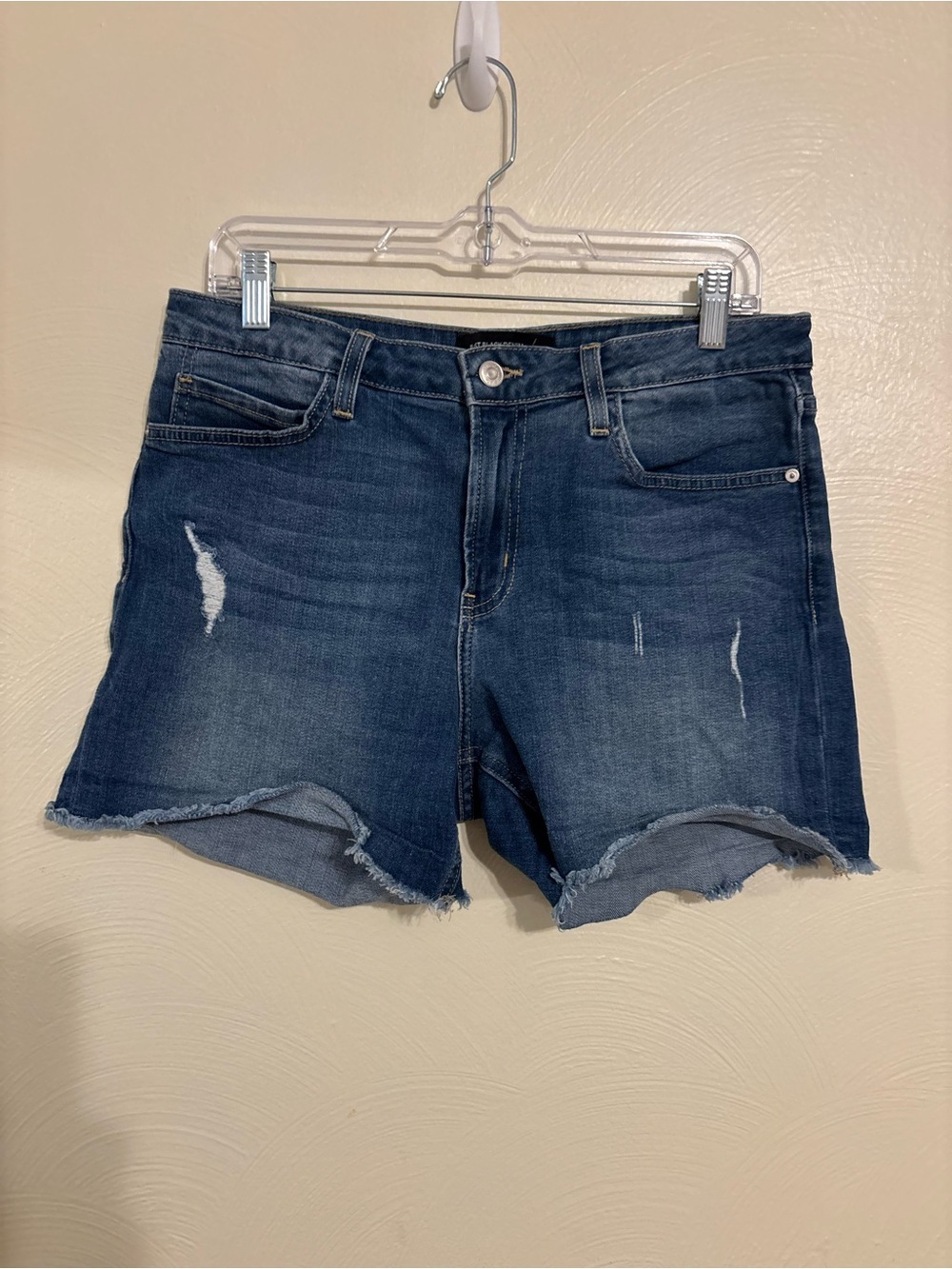 Just Black Denim Shorts Size 30 Distressed Raw Hem High Rise Made USA